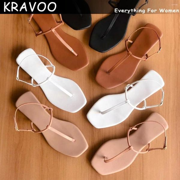 Slippers Krovoo Casual Flat Women's Beach Sandals Flip Flops Summer T-Strap Soft Women Strap Holiday 2024