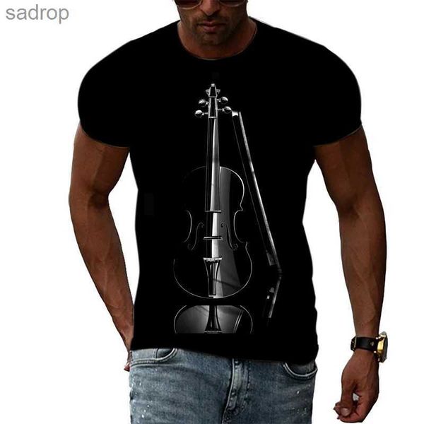 T-shirt maschile rock Rock Classical Guitar Piclulo Music ANSUSIAST 3D Harajuku Stampa estiva Casualmente Casualmente T-shirt a maniche corte Topsxw