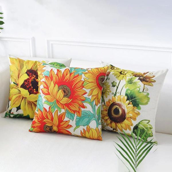 Kissen Sonnenblume Kissenbezug Blumen Drucken Abdeckung Pflanze Home Sofa Dekorative Wurfkoffer Kissen Dekor Dekor