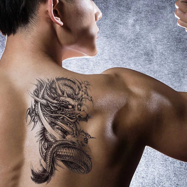 DPKP Tattoo Transfer 4 Fogli tatuaggi Tattoo Tattoo Tattoo falso Tatuaggio unico Dragon Tattoos decalcomanie 240427