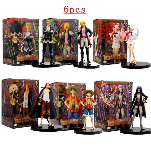 Экшн -фигуры One Piece Figure Theatre Edition Film Red Robin Roronoa Zoro Luffy Nami Sanji Uta Анимационная фигурная фигурная фигурная модель куколь