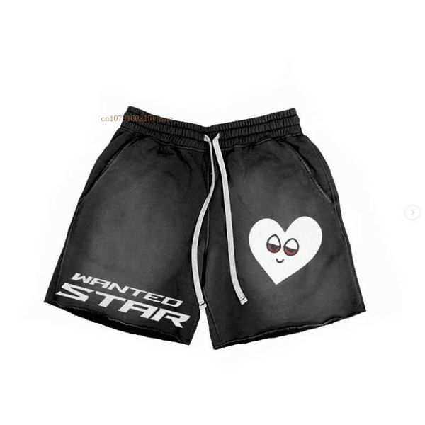Shorts maschile Shorts Sholds Shorts Mens Cotton Letter Design del cuore Pesca Coppia Cinque paia di moda americana sciolta Q240427