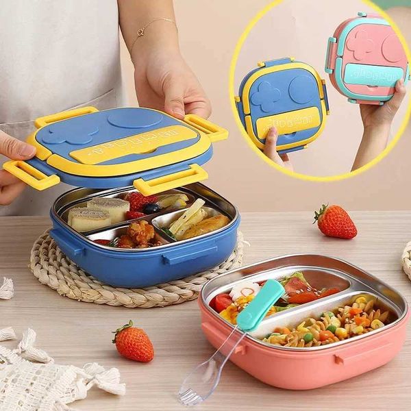 Bento Boxes Childrens Lunch Bow Box Aço inoxidável Almoço de camping ao ar livre e recipiente de armazenamento de alimentos para piqueniques Tableware q240427