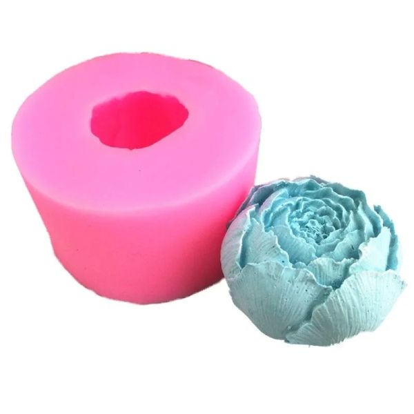 Formen 1pc runde Form 3D Blume Peony Blume Silikonform Schokolade Flip Zucker Backform Gips DIY Seifenform Form