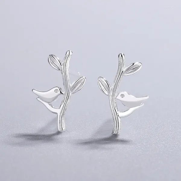 Bolzenohrringe Ventfille 925 Sterling Silver Bird Zweig für Frauen Forest kreative trendige Party -Schmuckzubehör 2024