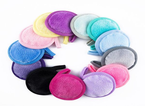 14 Cores Removedor de maquiagem reutiliza Microfiber Face Cleansing Puff macio Pad Pad Removendo rodadas faciais Wipes Eyes Lips Clean8317345