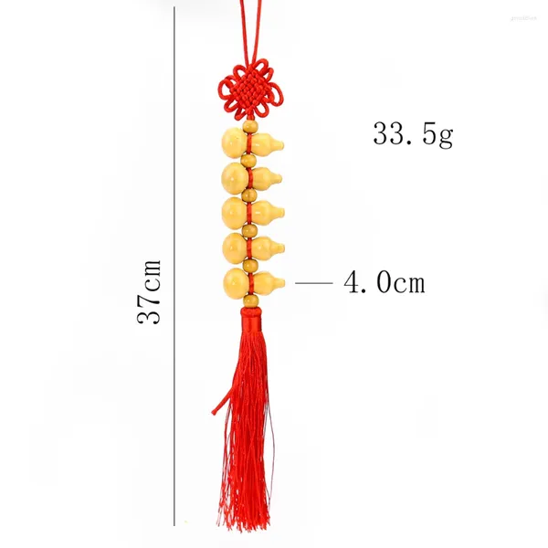 Estatuetas decorativas de traidinha à mão no nó chinês Five Gourd Red Fringe Calabash Tassel pendurado ornamento chinoiserie mascot feng shui diy