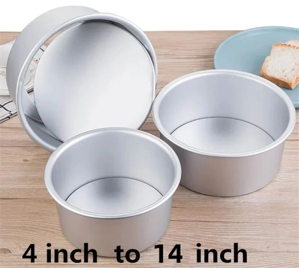 Formen 4 bis 12 Zoll Aluminiumlegierung Runde Kuchenkasten Chiffon -Kuchen Toast Zinn Backpfanne Pudding Käse Schimmel entfernbare Bodenscheibe