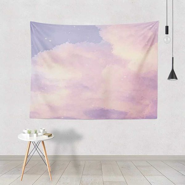 Arazzi Arazzo Moon Pink per casa Nordic Simple Ins Painting Olio Wall sospeso Boho Decorazioni da letto Fantasy Background Audio