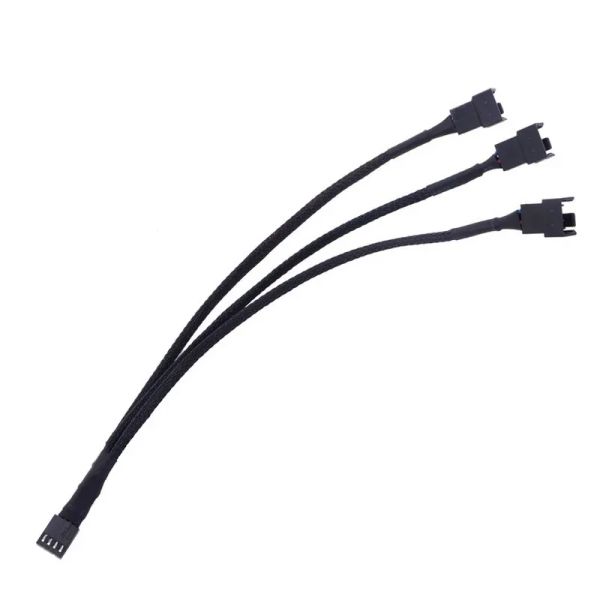 Hochwertiger 4 -Pin -PWM -Lüfterkabel 1 bis 3 Wege 1PC Splitter Schwarz Ärmel 27 cm Länge Verlängerung Kabelanschluss