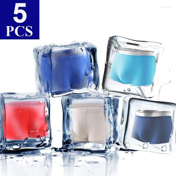 Underpants 5pcs/Los Ice Silk Boxershorts Männer Boxer Schwule Unterwäsche Homme Sexy Höschen Shorts Hombre Slip Bokserki Meskie