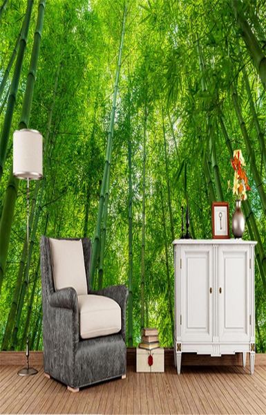 Papel de Parede Bamboo Forest Wallpaper Nature Fouce 3d обои мураллиальные комната телевизор Стена Стена Стенная бумага для дома декор3179090
