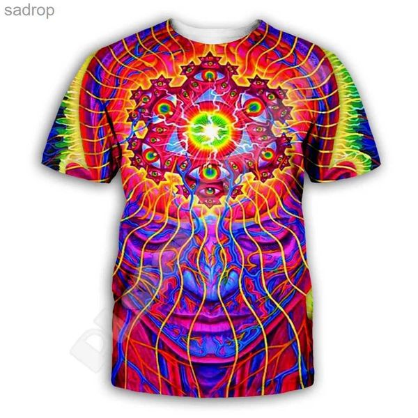 Erkek Tişörtleri Yeni Moda Trippy Buddha Mandala Psychedelic Renk Retro 3dprint Yaz Harajuku Günlük Eğlence T-Shirt Kısa Kollu AK6XW