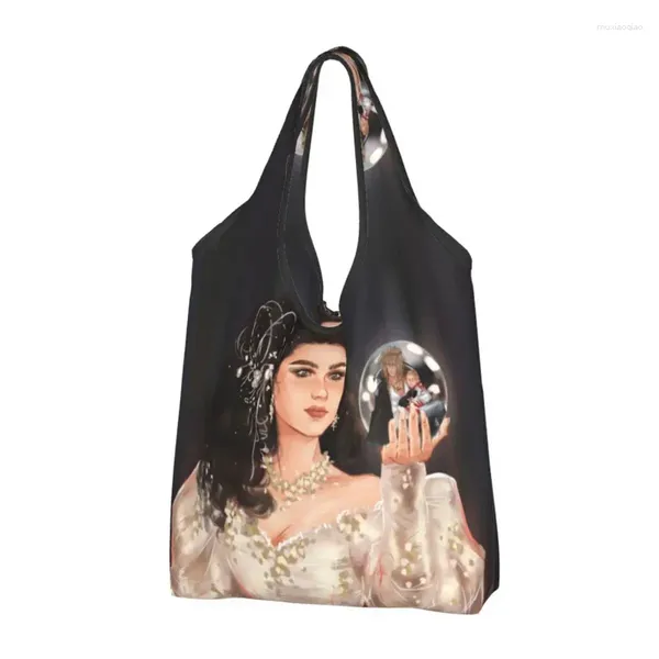 Aufbewahrungstaschen drucken die Magic Crystal Tote Shopping Tragbarer Schulterkäufer Labyrinth Film Sarah Handtasche