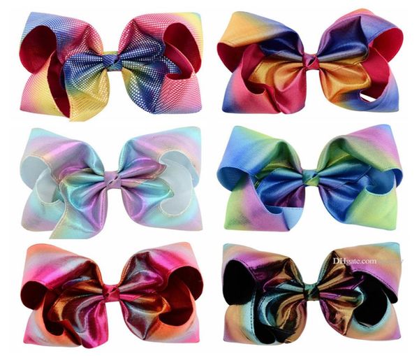 Baby Bow Barrettes de 8 polegadas Cabelos de cabelo fofos Bairmas de cabelo a laser brilhantes garotas garotas de gancho de cabelo acessório para crianças para criança kfj1991166350