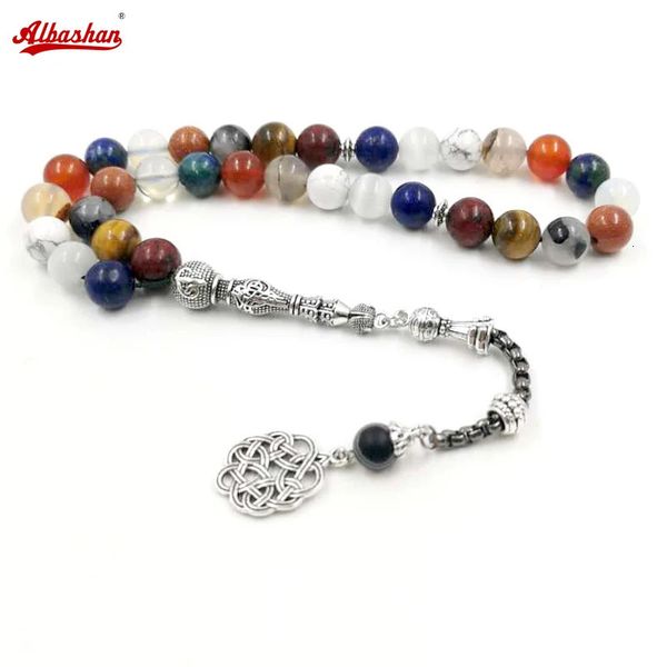 Tasbih 12 натуральные драгоценные камни Каменные бусины мусульманские молитвенные бусинки Ид Рамадан дар Исламский розарийский арабский мисбаха аксессуары под рукой 240410