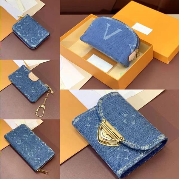 24SS Top Designer de luxo Blue Jenim Clamshell Wallet Series Victorine Wallet Classic Interior Card Slot Ladies Pass Pocket Travel Cmht
