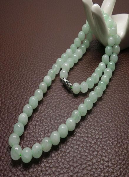 10 mm verde a una collana smeraldo collana gioiello giada amuleto amuleto 100 regali di fascino naturale per donne uomini Q05311660926