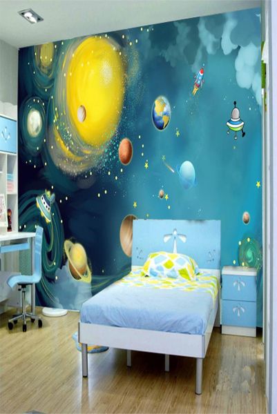 Universe di pittura 3d Stampa murale PO Wallpaper per bambini Camera da letto Cartone Cartone Paper Papel de Parede Infantil Papel de Parede 3D9971492