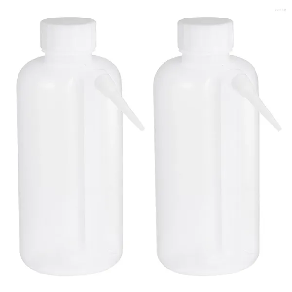 2pcs 500 ml klare weiße Flasche Plastik Labor Waschanschläge transparente Behälter Spray -Sicherheitsflaschen