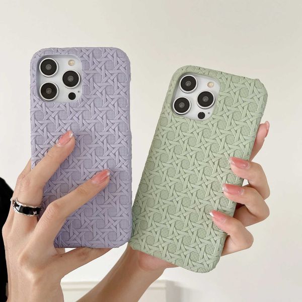 Case di telefoni cellulari Custodia per telefono intrecciata in pelle di alta qualità per iPhone 11 12 13 Mini 14 Pro Max Protective Shell per iPhone 7 8 Plus XS Max J240426