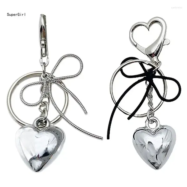 Keychains elegante em forma de coração em forma de coração Bowknotkting Keyrings elegante titular pingente de moda perfeito para ocasiões especiais