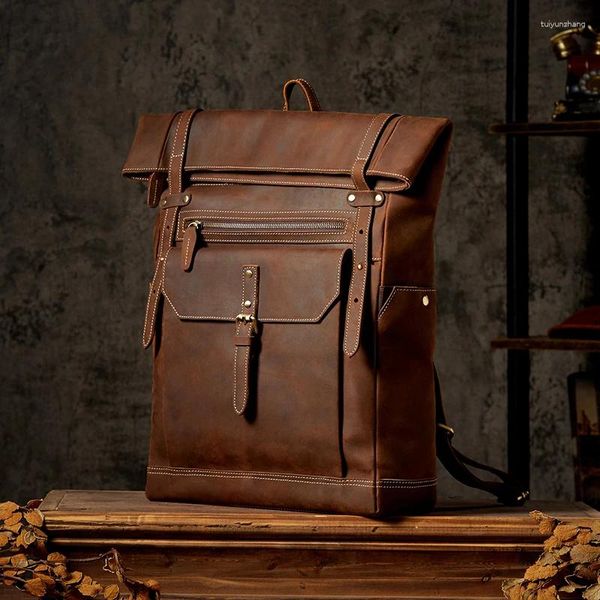 Rucksack Aetoo Persönlichkeit Trend Europäischer und amerikanischer Stil Großkapazität Herrenbeutel Casual Leather Computer Travel Backpa