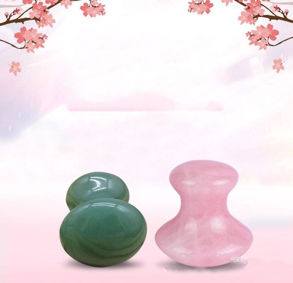 Massage Stones Rocce Natural Rose Quartz Green Aventurine Forma di funghi guasa Scheda utensili per raschiatura per rilassamento Meditatio2451691