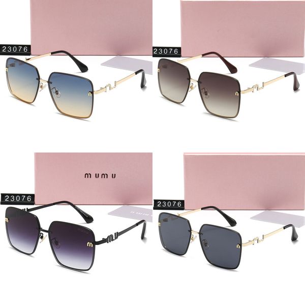 Moda Mui Mui Sun Glasses Designer Sunglasses para mulher quadrada de luxo Metal Metal Metal Glame Glasses Dhgate Óculos de sol femininos Polarize superdimensionados Summer Beach Man Shade