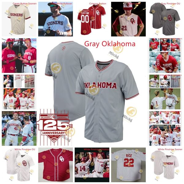 Oklahoma Sooners Baseball -Trikot Bryce Madron Jackson Nicklaus Easton Carmichael Dakota Harris Kendall Pettis Braden Carmichael Custom 2024 Oklahoma Trikots