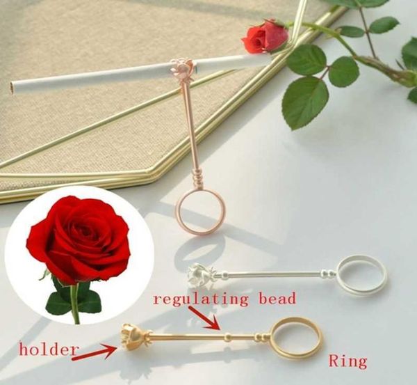 Ring Rose Flower Retro Sigara Sahibi Bayanlar Men039s Klip Parti Takı Lover Hediye5234341