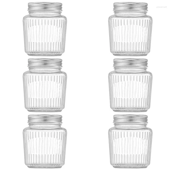 Depolama Şişeleri 6 Paket Glass Mason Kavanozlar Canning 13oz Jöle Gıda Sınıfı Güvenli Metal Kapaklar Bal Düğün Duş Duş Baharat