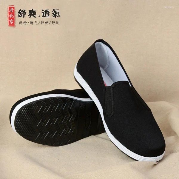 Sapatos casuais Pano de Pequim para homens Estilo tradicional Bruce Lee Tai Chi Retro Borracha Sole 38-45