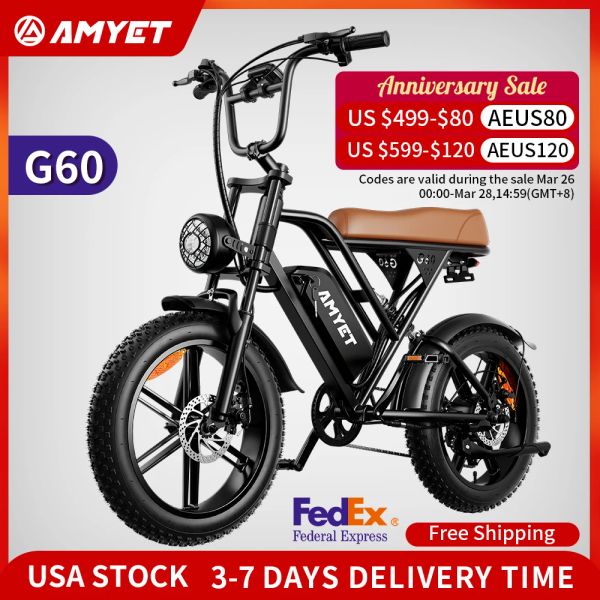 Bicycle Amyet G60 Adulti Bike elettrico da 1000w Manotte motore 48V 20/25 AH 20 pollici pneumatico bici elettriche Ebike Bike elettriche Mountain Bicycle Electric