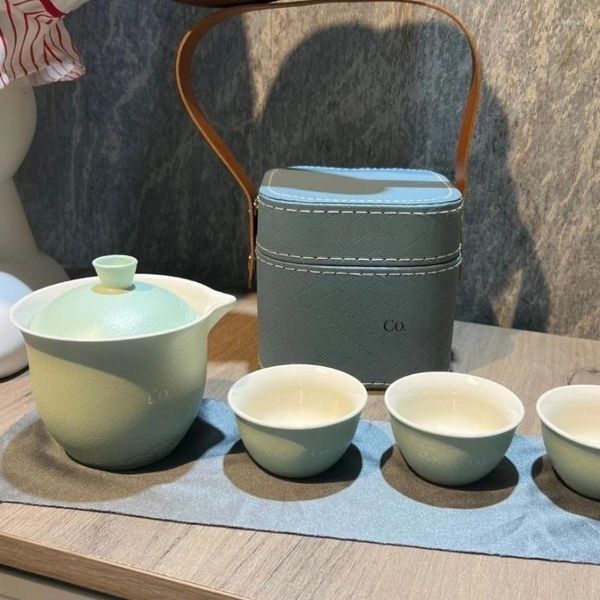 Bottiglie Cina Limite Tè tazza di tè Set tazza di caffè in ceramica 4 pezzi portatili con sacca da viaggio decorazione per la casa in tazza di fascia alta