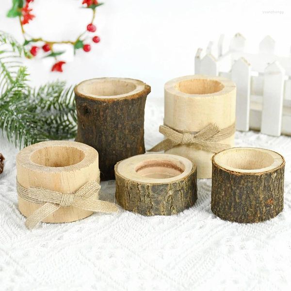 Mum tutucular retro rustik düğün centerpieces dekor ahşap tutucu taban tatil Noel doğum günü masası çay ışık