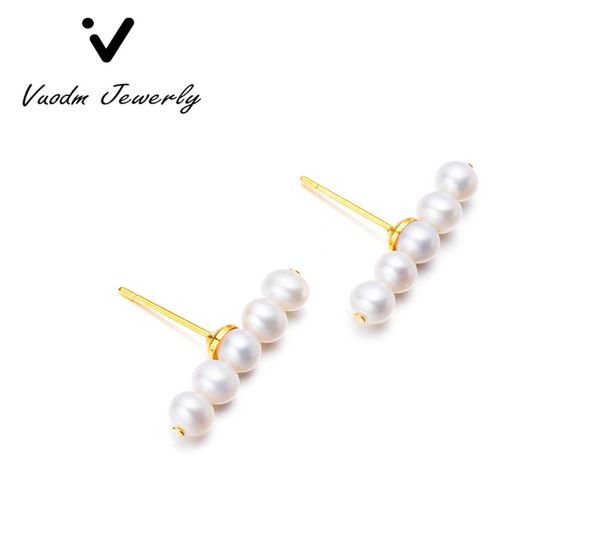 Gestüt Ohrringe von weißen Multi -Peal -Perlenbalancien mit Gold plattierten Ohrringen für Damen Schmuck Hochzeitsfeier 8949000