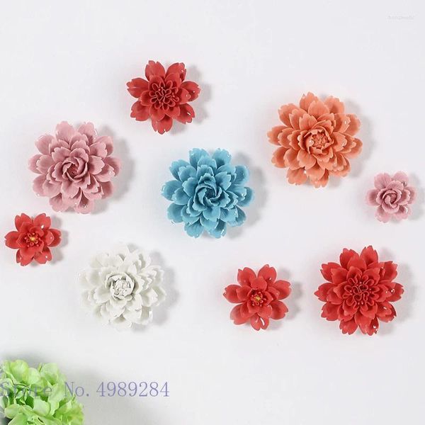 Figuras decorativas Flores de cerâmica criativas PEONY BORNO DE PELAÇÃO Decoração 3D Alívio artesanato artesanal Sala de estar