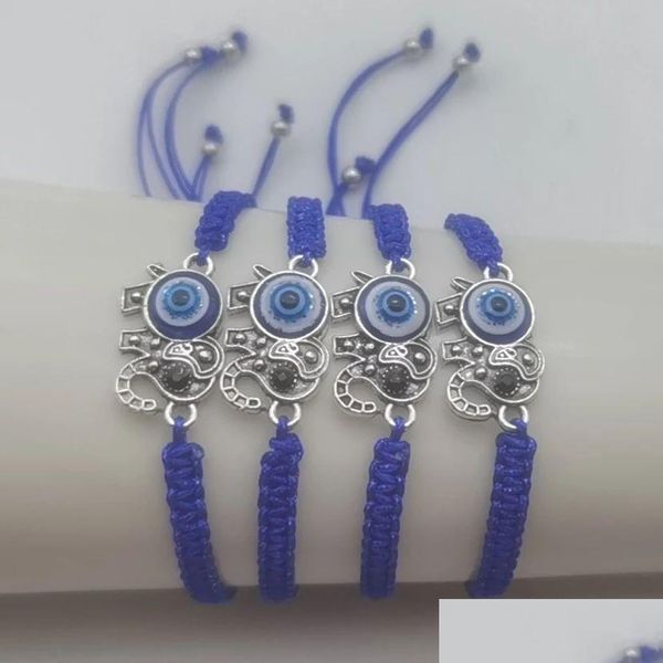 Pulseira de pulseira azul olhos lucky elefante pendente Devils olha de olhos traz para transportar presentes para entes queridos e amigos soltar Deliv dhe9y