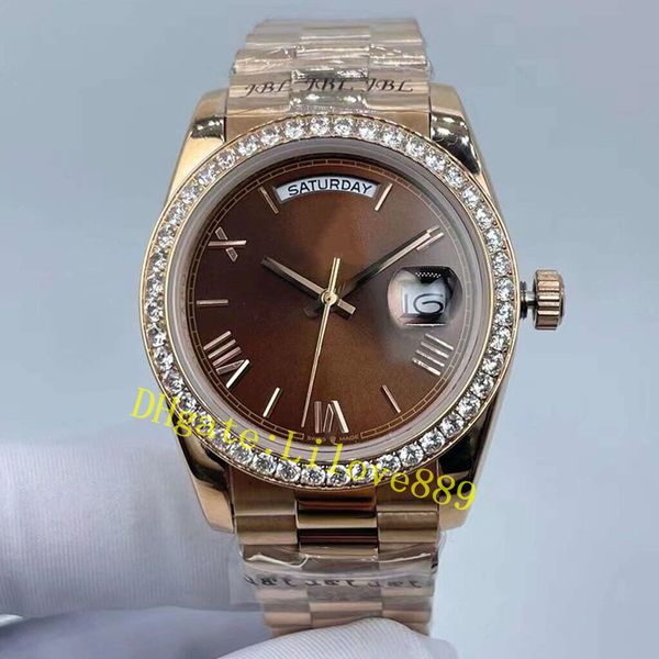 Relógio masculino 36mm 18ct3255 Movimento automático Platinum Bracelet Men's Sapphire impermeável Diamante Diamante Roman Dial