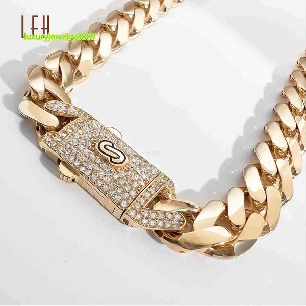 Gioielli hip hop moissanite choker 18k oro oro personalizzato cubano collegamento cubano gold gold goldan gold oro oro 8mm miami monaco cuban link collana