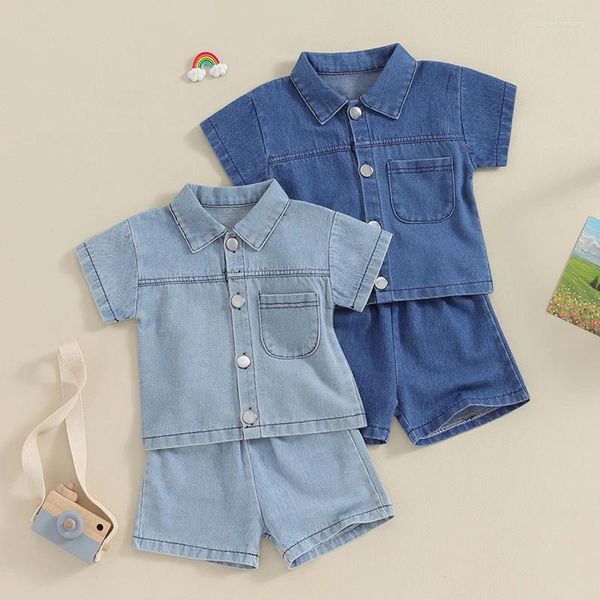 Kleidungssets Sommer Baby Jungen Set Säuglingskleidung Denim Tasche Kurzarm T-Shirts Shorts 2pcs Kleinkind Kinder Freizeitanzug Tracksanlagen