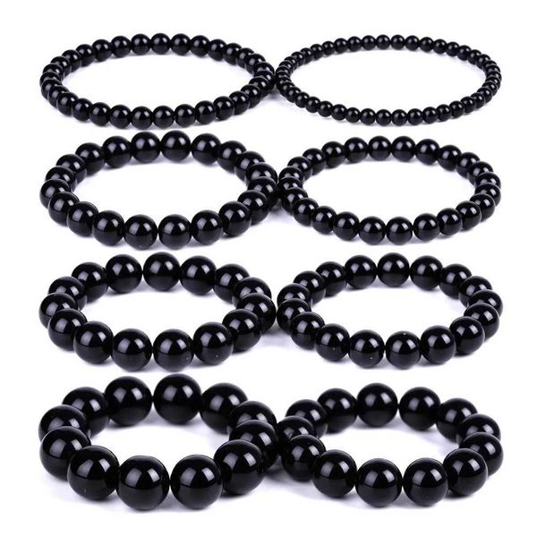 Bracciale ossidiano Bracciale buddista Preghiera Blessing Black Stone Treatment Treatment Ball Pearl Valentines Day Gift