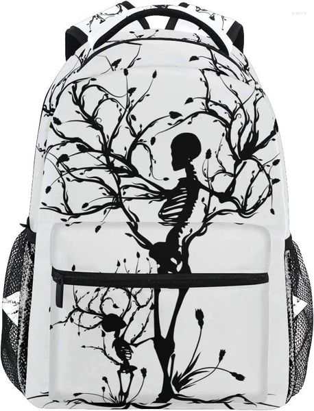 Zaino Black Day Of The Dead Skull Pattern Adults Borsa Scuola Casualmente College Travel Daypack per donne uomini