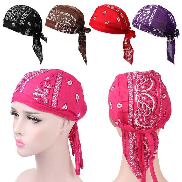 Bandanas Durag Erwachsener Paisley gedrucktem Motorrad Verpackung Fahrradhut Bandana Kopfwege Schädel Hut Bandana Kopfwege 240426