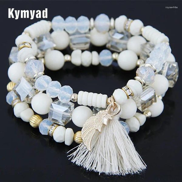 Очарование браслетов Kymyad Bangles for Women Богемные этнические многослойные изселистые из бисера эластичная кисточка Турецкие ювелирные изделия Pulseras