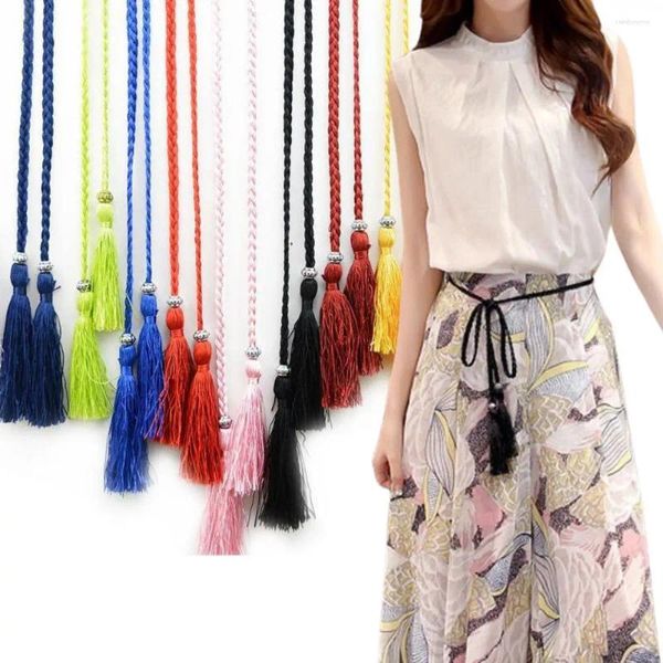 Cinture da donna intrecciata cintura in stile cinese nappa in stile sottile nodo femminile a nodo decorato con corda di corda di corda per la cintura accessori per capelli