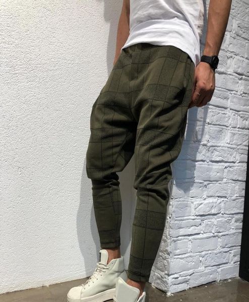 Sifan Brand Designer Men Men elegante calça xadrez solta de calça casual harém casual Joggers Sporting Troushers Men Hip Hop Streetwear Pant5860778