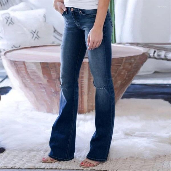 Kadın Kotları Kadın Günlük Sokak Giyim 90'lar Bol Geniş Bacak Erkek Arkadaş Pantolon 2024 Yüksek Bel Deliği Yırtık Düz Anne İçi Boş Denim Pantolon