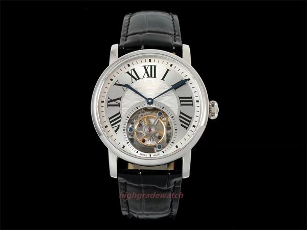 2024 RMS Factory Mens Uhren Durchmesser 40 mm 316L Stahlkoffer Saphirkristall Clear Watch Back Lederband